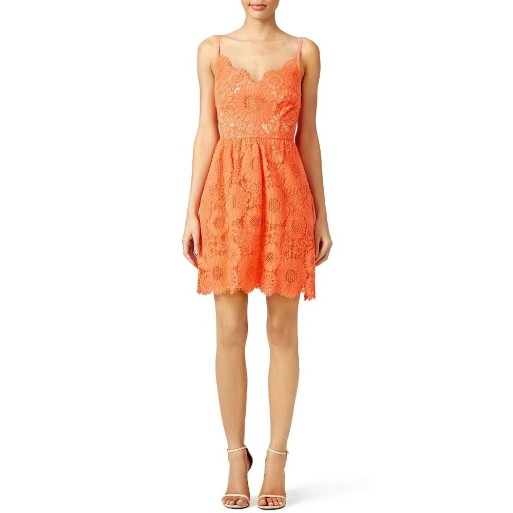 Trina Turk Orange Lace Mini Dress